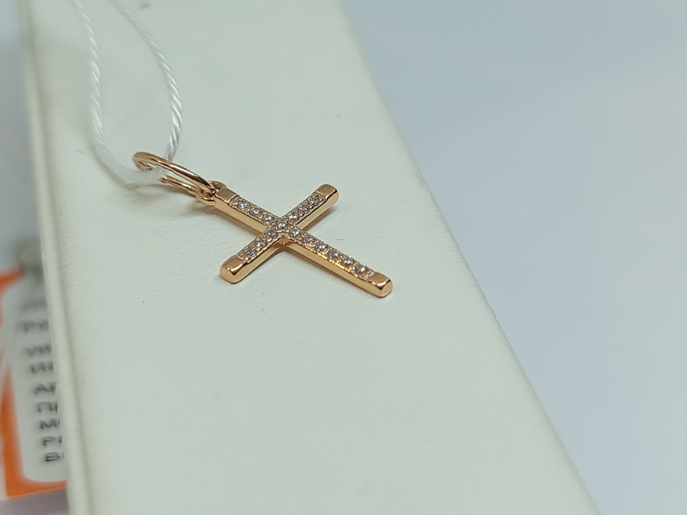 ПОДККИ585 ПОДВЕСКА КРЕСТ С КАМНЯМИ (Au 585)