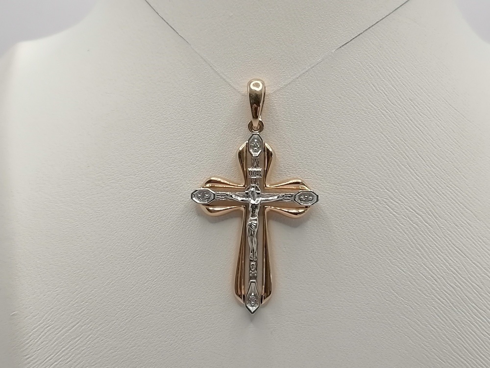 ПОДВЕСКА КРЕСТ с камнями (Au 585)