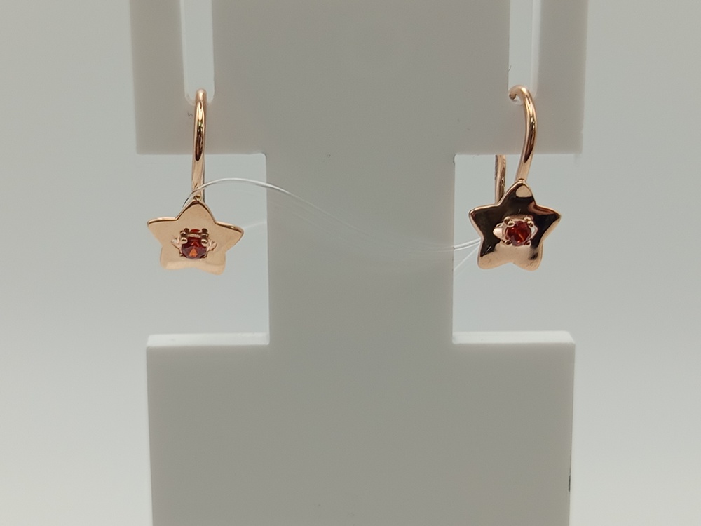 СЕРЬГИ ПЕТЕЛЬКА с камнем (Au 585)