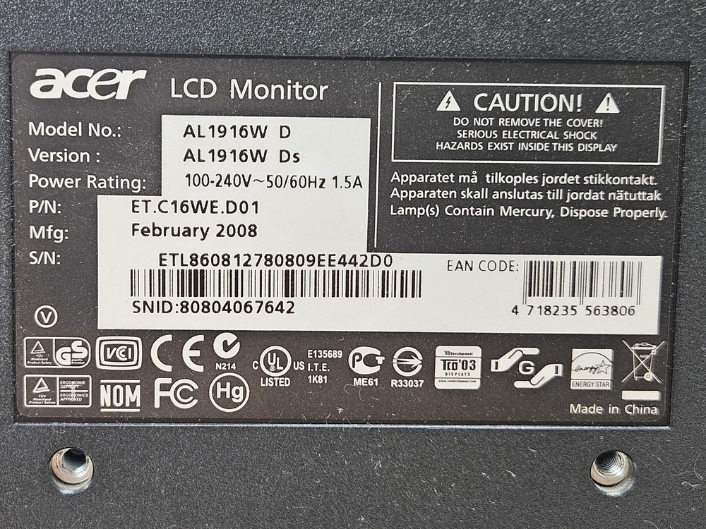 Монитор Acer AL1916WD