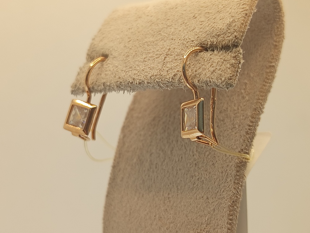 СЕРЬГИ ПЕТЕЛЬКА с камнем (Au 585)