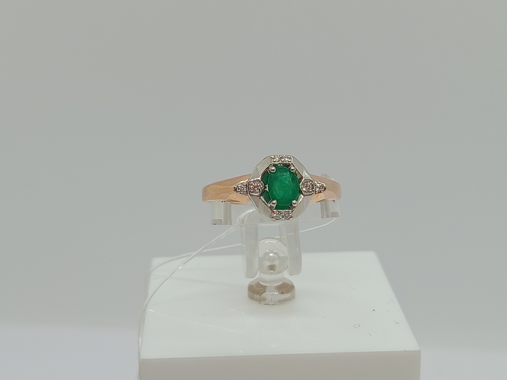 КОЛЬЦО Бриллиант, изумруд (Au 585)