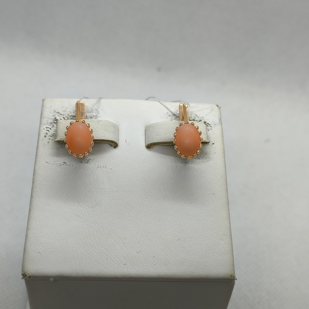 СКМ585 СЕРЬГИ С КАМНЕМ (Au 585)