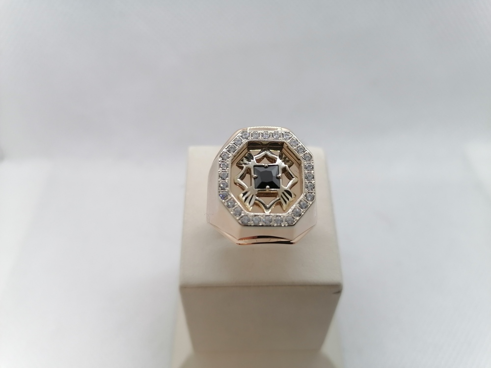 КОЛЬЦО ПЕЧАТКА с камнями (Au 585)