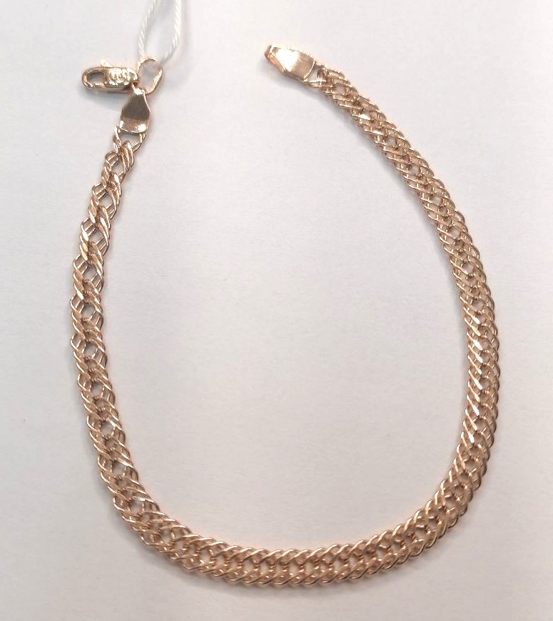 БРАСЛЕТ ПУСТОТЕЛЫЙ Ромб тройной Au 585