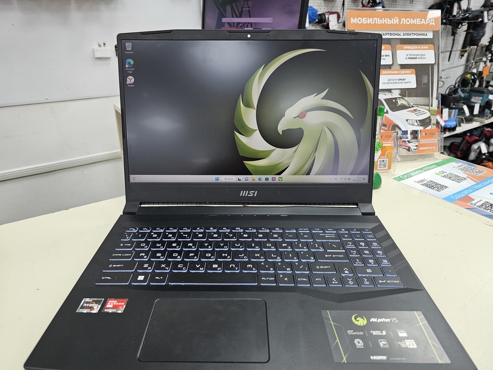 Ноутбук MSI Alpha 15; Ryzen 5 5600H, Radeon RX6600M 8Gb, 16 Гб, 512 GB, Нет
