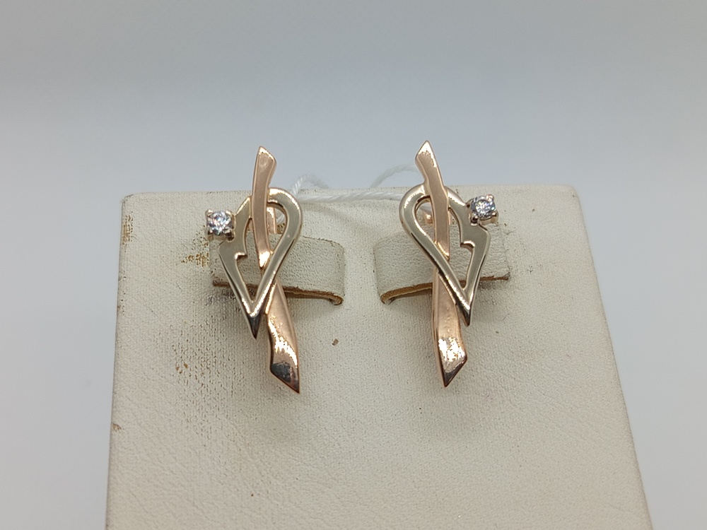 СКМ585 СЕРЬГИ С КАМНЕМ (Au 585)