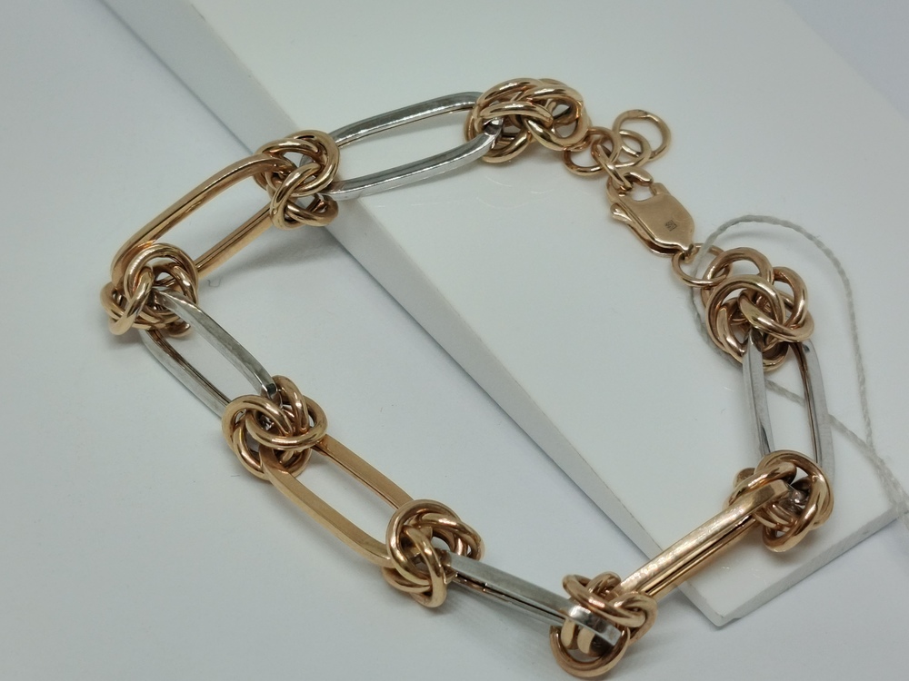 Т-26234 БРАСЛЕТ ПУСТОТЕЛЫЙ Фантазия (Au 585)