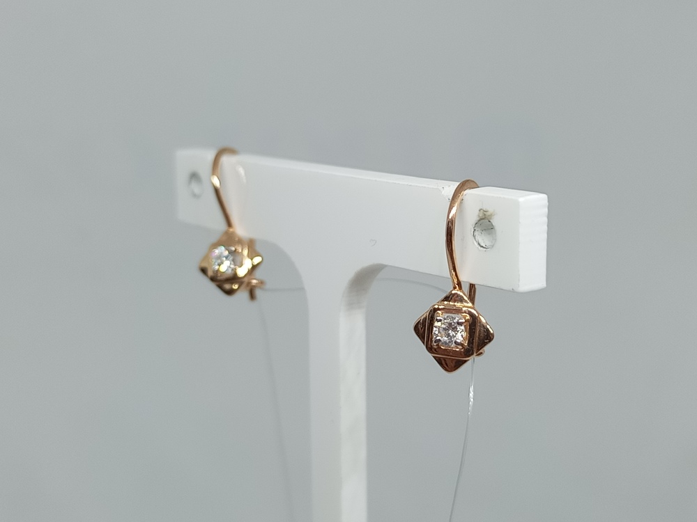 СЕРЬГИ ПЕТЕЛЬКА с камнем (Au 585)