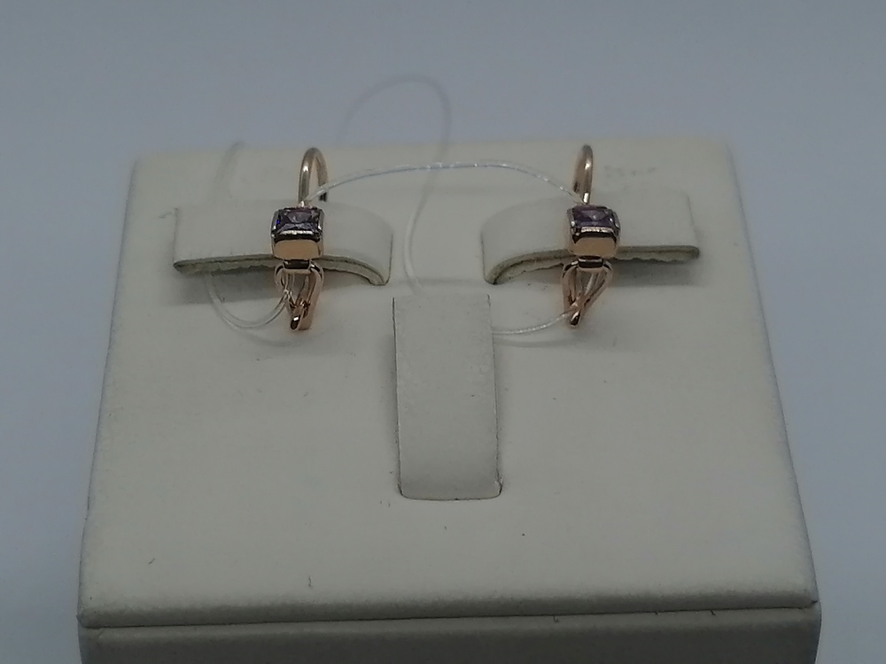 СЕРЬГИ ПЕТЕЛЬКА с камнем (Au 585)