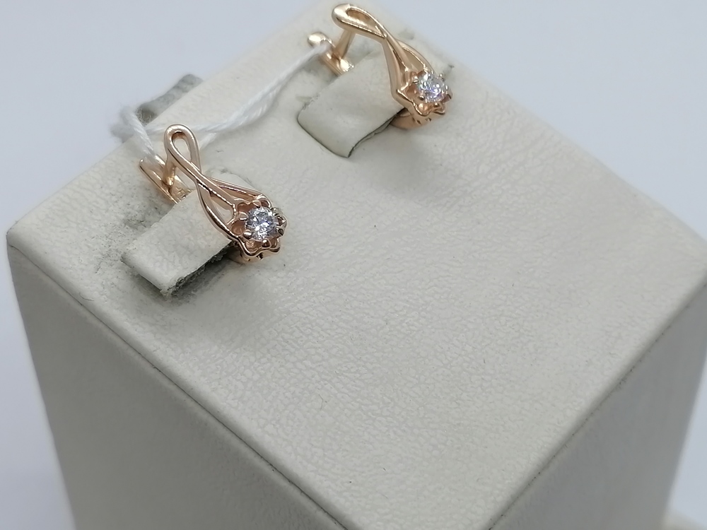 СКМ585 СЕРЬГИ С КАМНЕМ (Au 585)