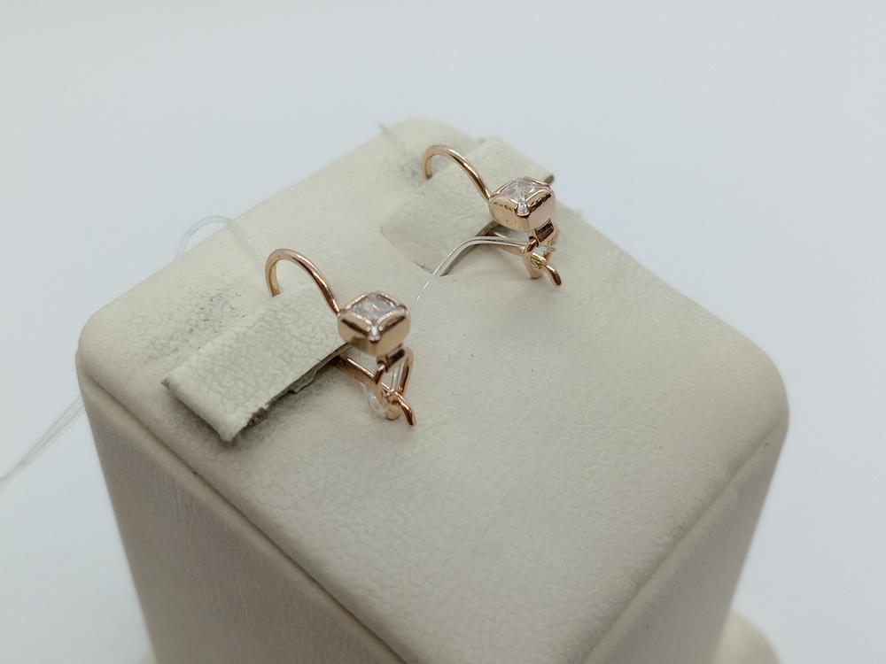 СЕРЬГИ ПЕТЕЛЬКА с камнем (Au 585)