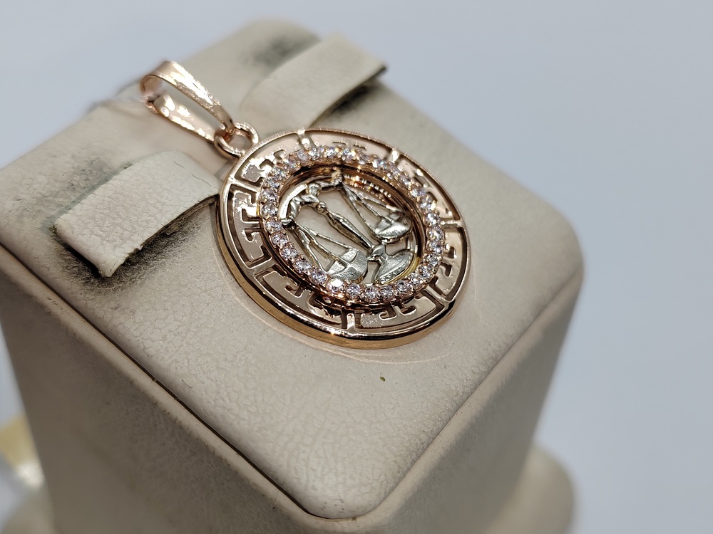 ПОДВЕСКА ЗНАК ЗОДИАКА ВЕСЫ с камнями (Au 585) ПОДВЕСКА ЗНАК ЗОДИАКА ВЕСЫ с камнями (Au 585)