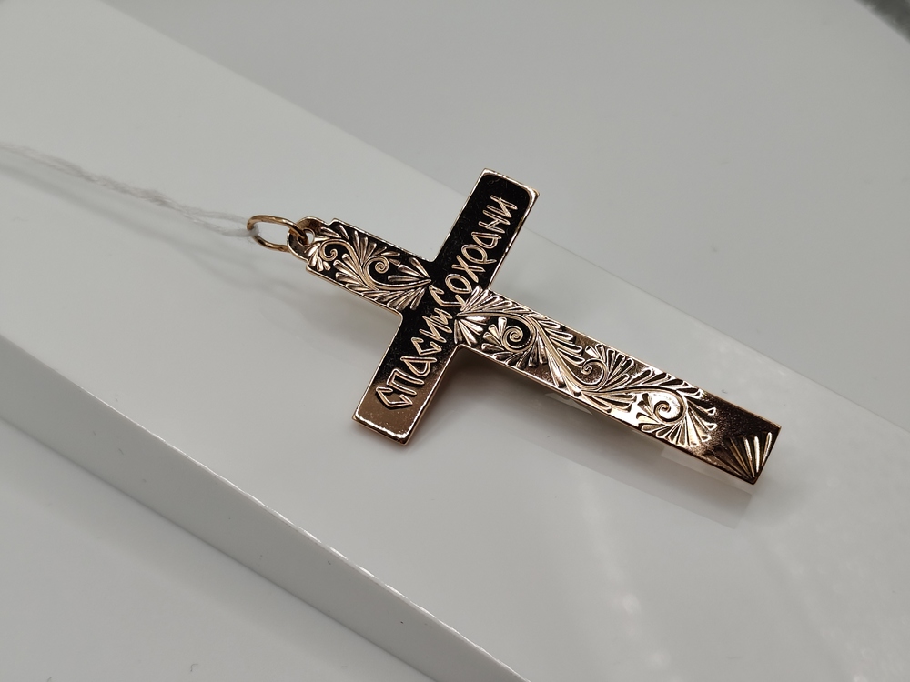 ПОДВЕСКА КРЕСТ БЕЗ КАМНЯ (Au 585)