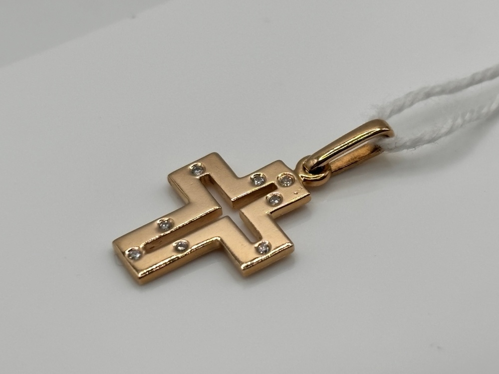 ПОДККИ585 ПОДВЕСКА КРЕСТ С КАМНЯМИ (Au 585)
