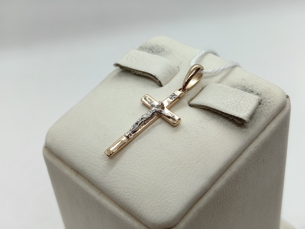 ПОДККИ585 ПОДВЕСКА КРЕСТ С КАМНЕМ (Au 585)