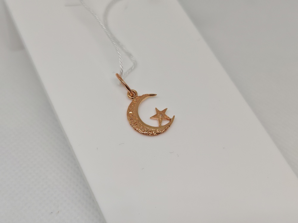 ПОДПКМ585 ПОДВЕСКА ПОЛУМЕСЯЦ С КАМНЕМ (Au 585)