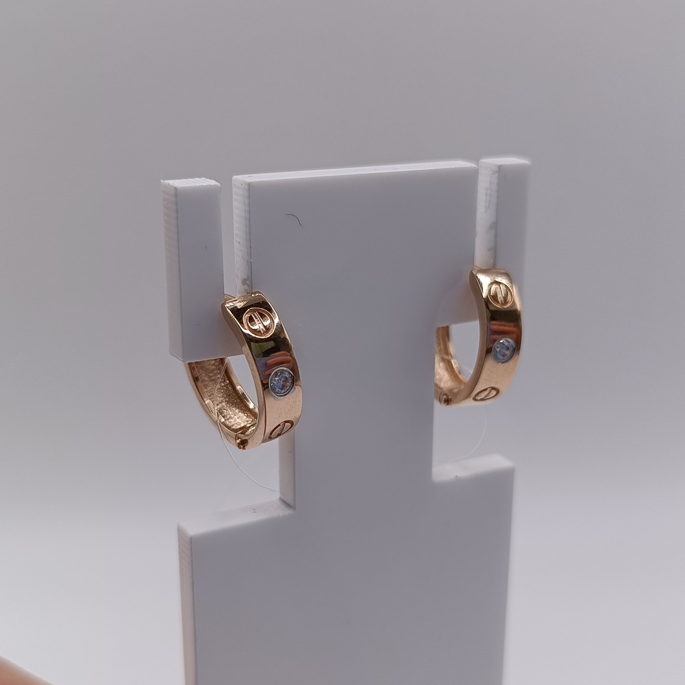 803-02390-10-00-20-00 СЕРЬГИ КОЛЬЦА с камнями (Au 585)