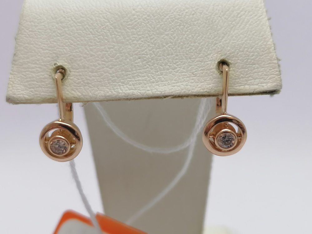 СКМ585 СЕРЬГИ С КАМНЕМ (Au 585)