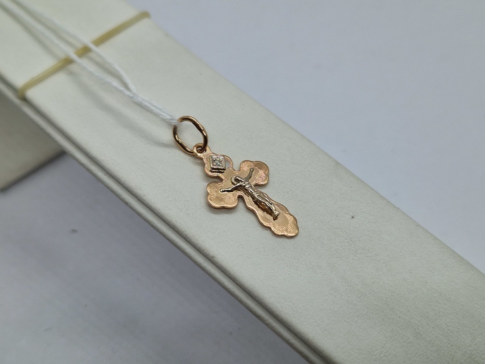 ПОДВЕСКА КРЕСТ С КАМНЕМ (Au 585)