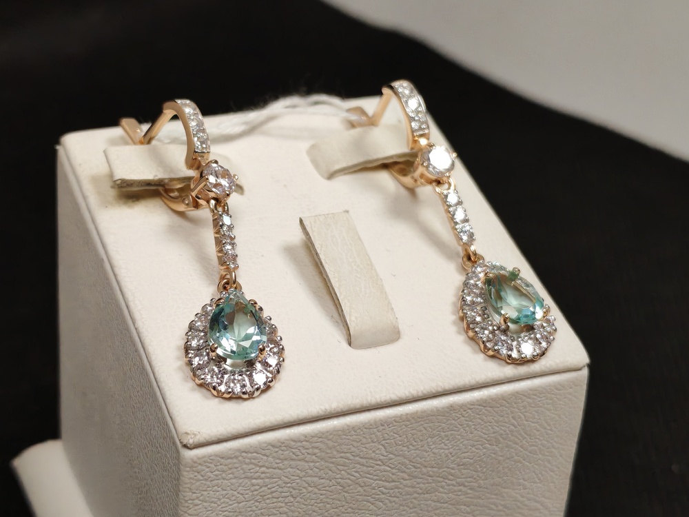 СКМИ585 СЕРЬГИ С КАМНЯМИ (Au 585)