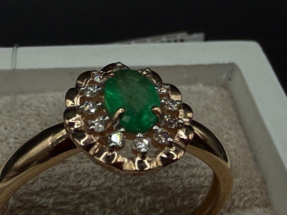 КОЛЬЦО Бриллиант, изумруд (Au 585)