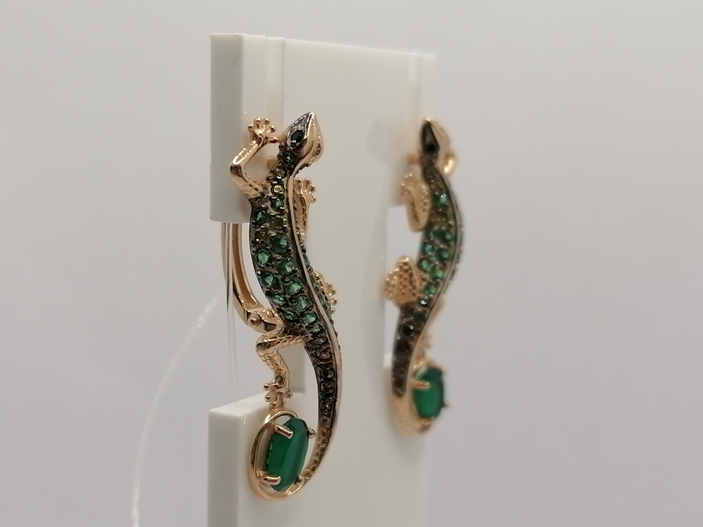 СЕРЬГИ АГАТ с камнями (Au 585)