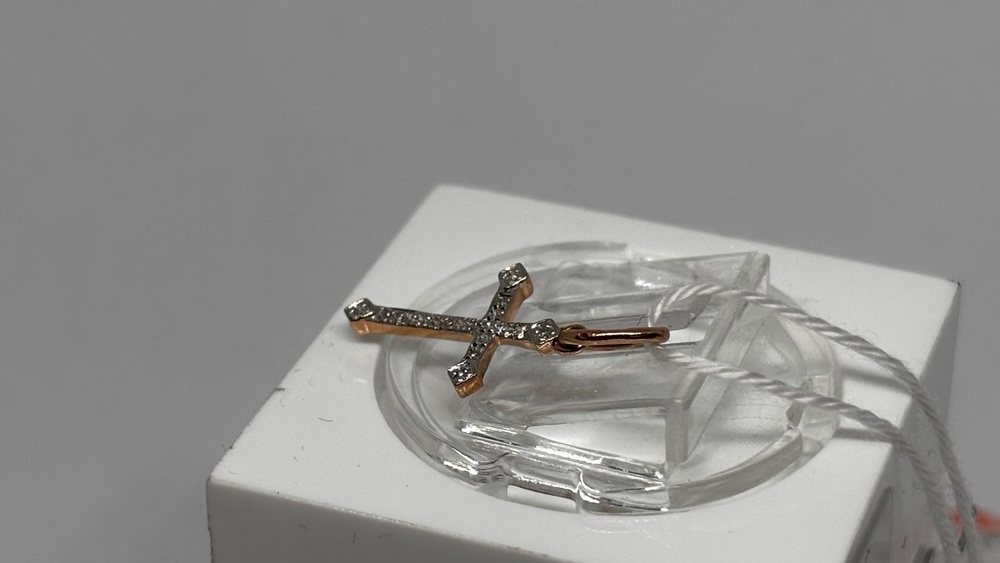 ПОДВЕСКА КРЕСТ С КАМНЯМИ (Au 585)