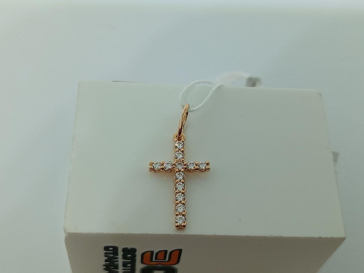 ПОДККИ585 ПОДВЕСКА КРЕСТ С КАМНЯМИ (Au 585)