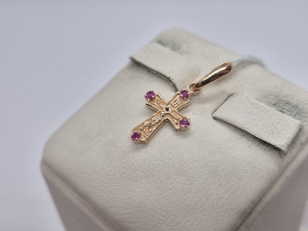 ПОДККИ585 ПОДВЕСКА КРЕСТ С КАМНЯМИ (Au 585)
