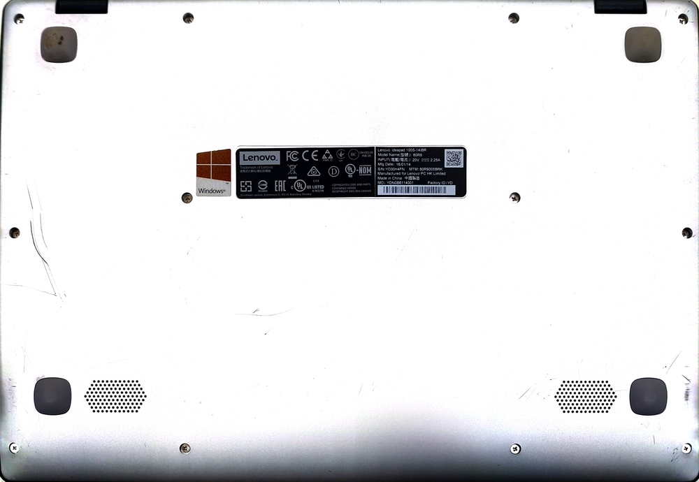 Ноутбук Lenovo 100s; Celeron N3050, HD Graphics, 2 Гб, 64 Гб, Нет