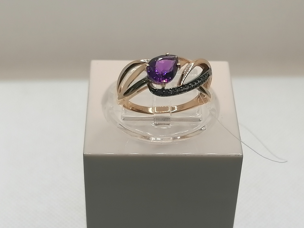 КОЛЬЦО АМЕТИСТ с камнями (Au 585)