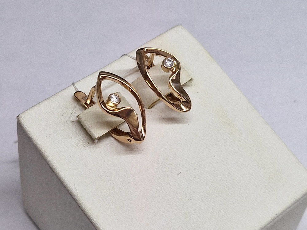 СКМ585 СЕРЬГИ С КАМНЕМ (Au 585)