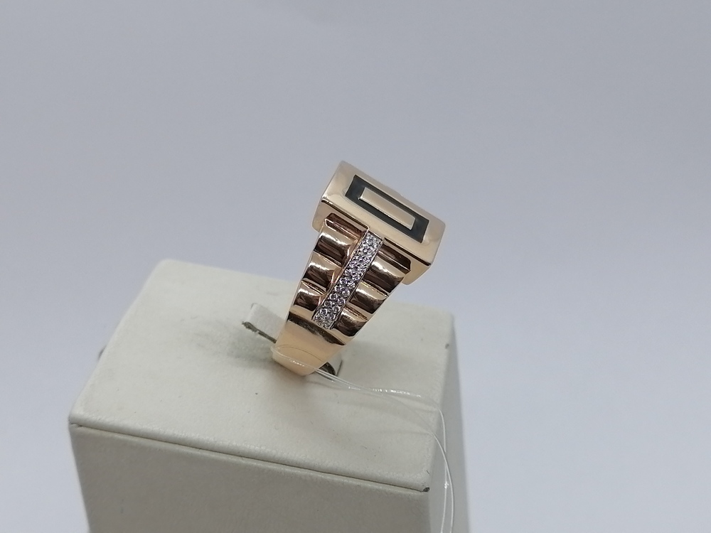 КОЛЬЦО ПЕЧАТКА Эмаль с камнями (Au 585)