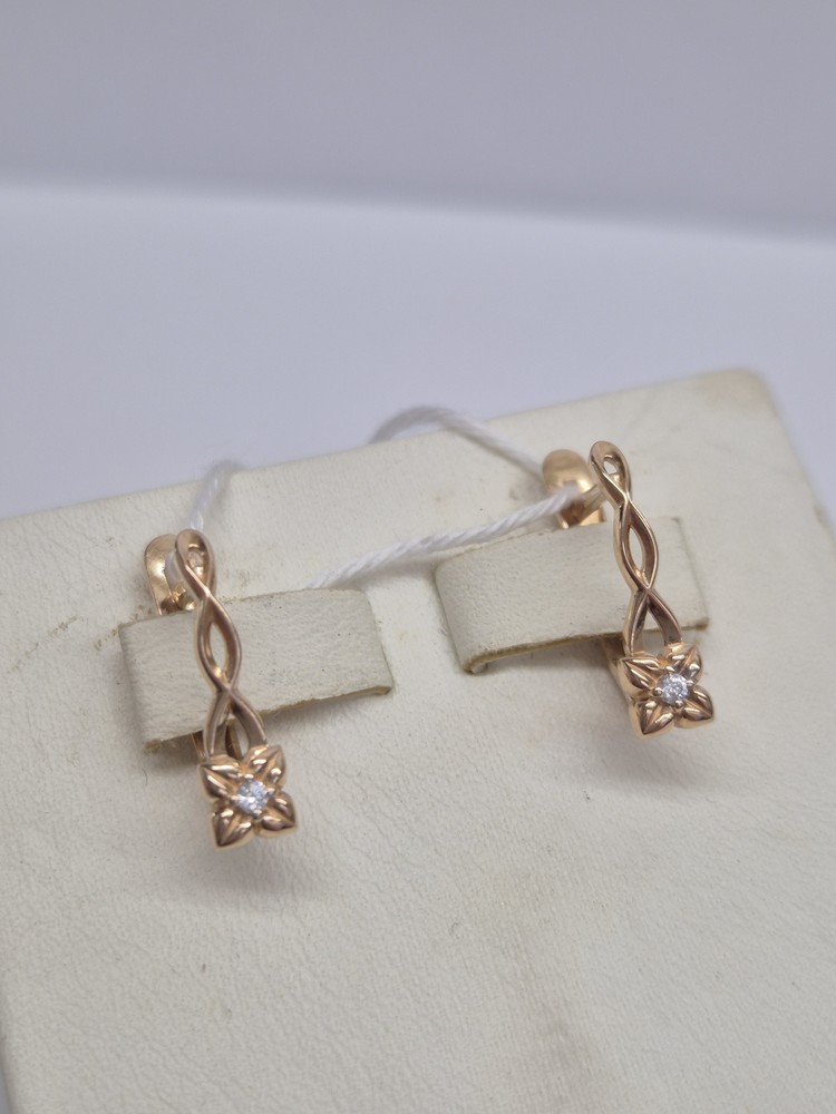 СКМ585 СЕРЬГИ С КАМНЕМ (Au 585)