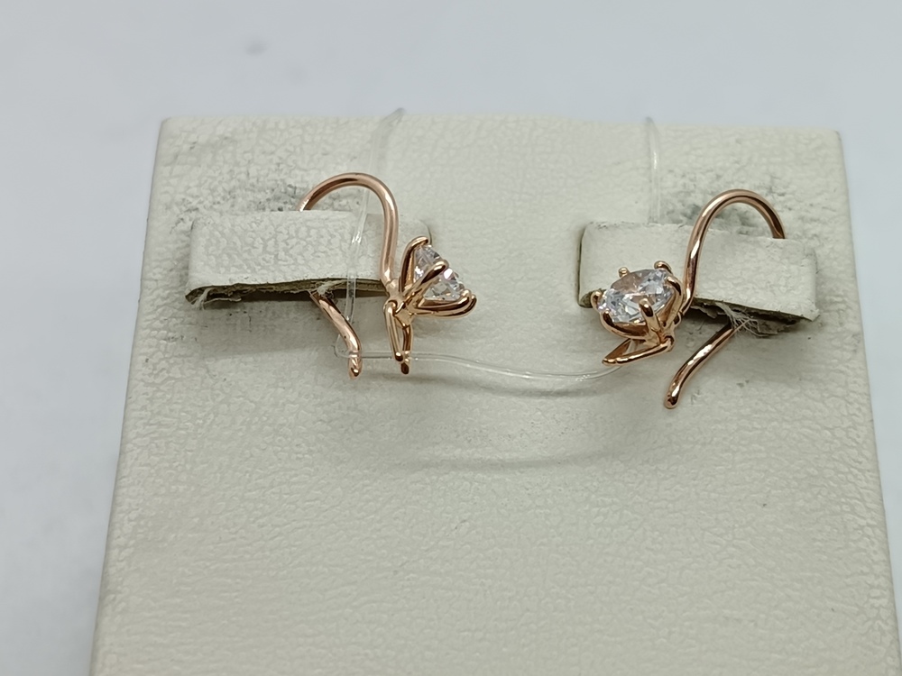 СЕРЬГИ ПЕТЕЛЬКА с камнем (Au 585)