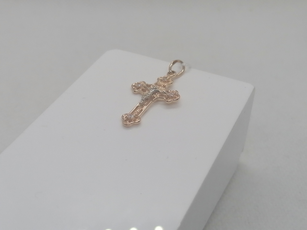 ПОДККИ585 ПОДВЕСКА КРЕСТ С КАМНЯМИ (Au 585)