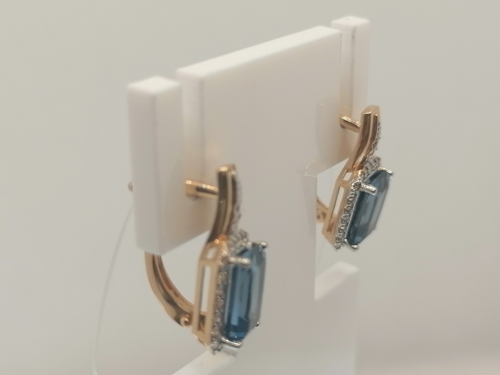 СЕРЬГИ ЛОНДОН-ТОПАЗ с камнями (Au 585)