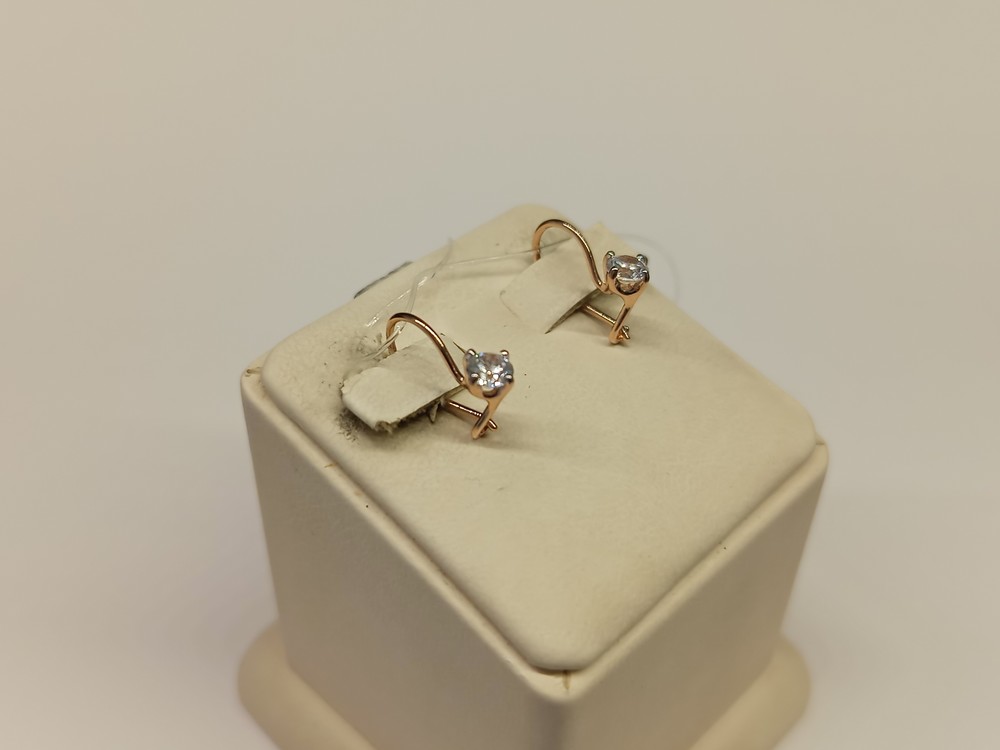 СЕРЬГИ ПЕТЕЛЬКА с камнем (Au 585)