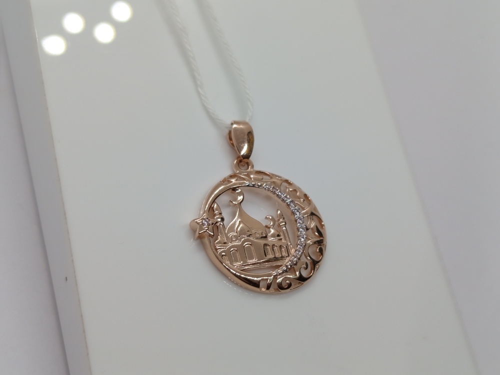 ПОДМКИ585 ПОДВЕСКА МЕЧЕТЬ С КАМНЯМИ (Au 585)