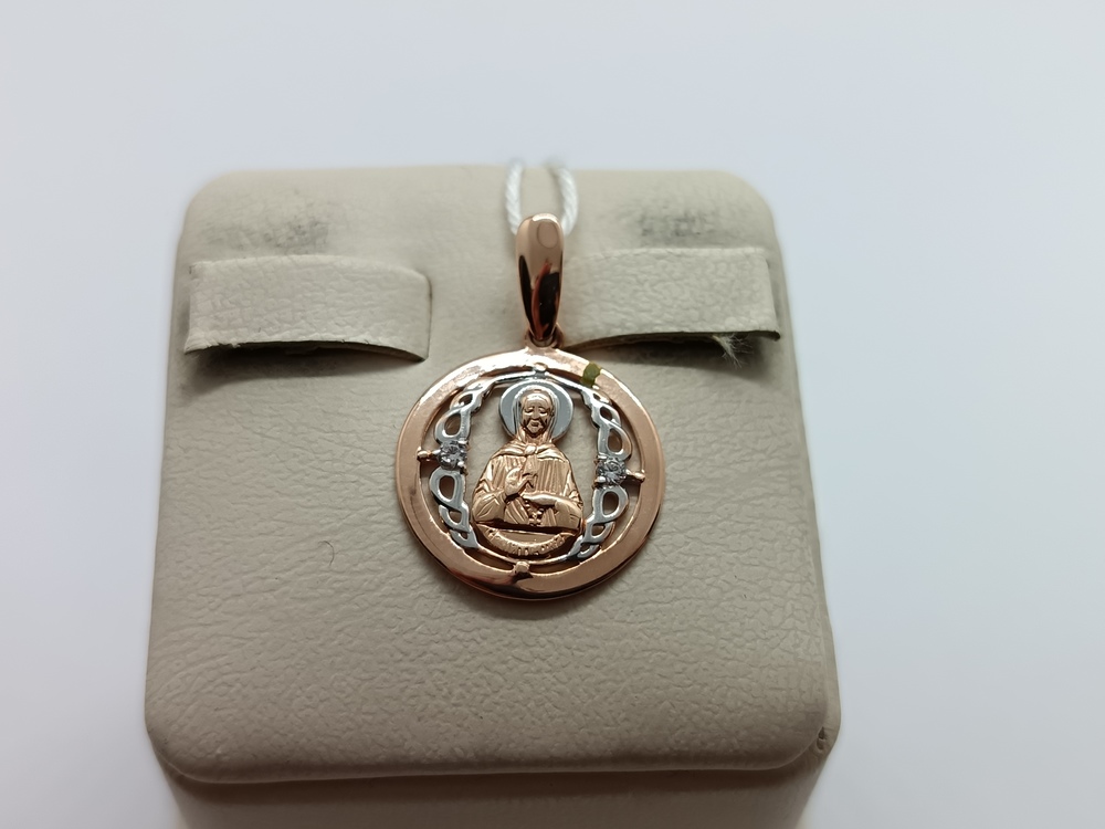 ПОДИКИ585 ПОДВЕСКА ИКОНА С КАМНЯМИ (Au 585)