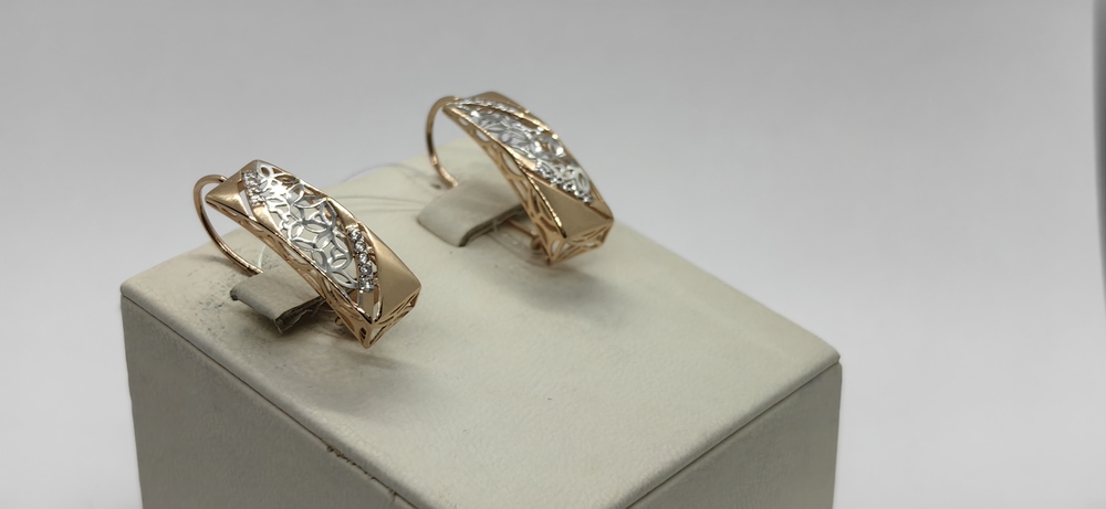 СЕРЬГИ ПЕТЕЛЬКА с камнями (Au 585)