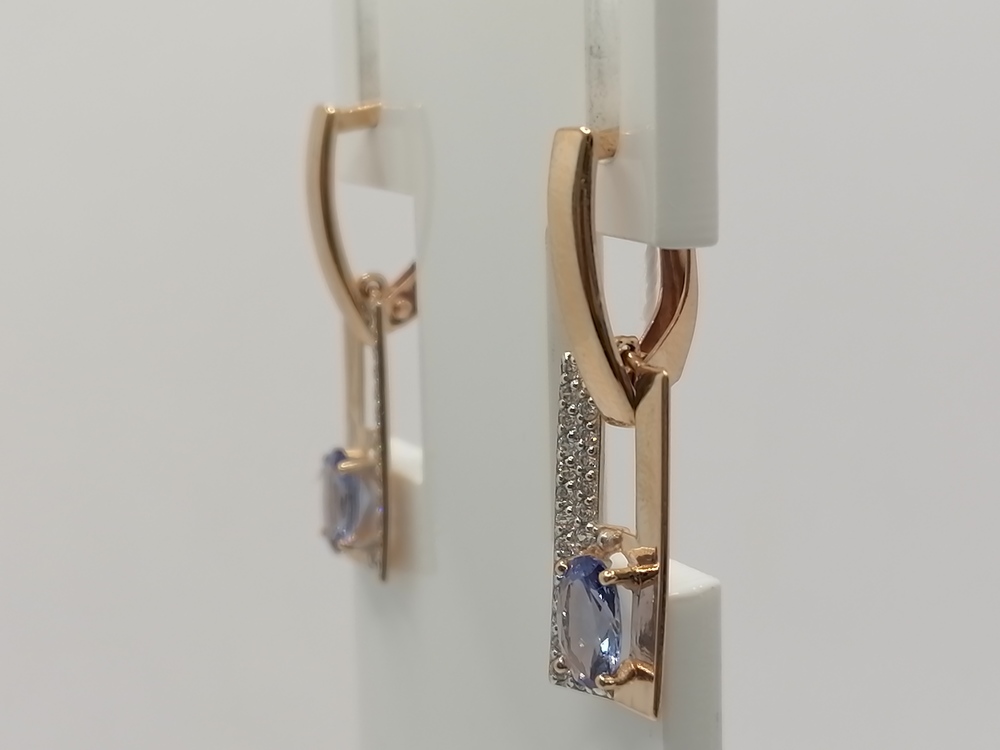 СЕРЬГИ ТАНЗАНИТ с камнями (Au 585)