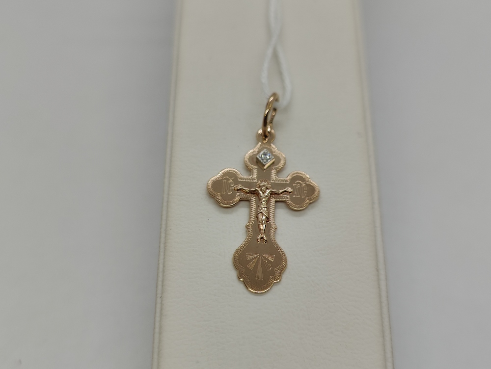 ПОДВЕСКА КРЕСТ С КАМНЕМ (Au 585)