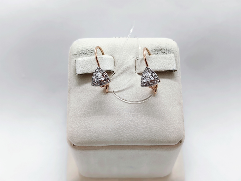 СЕРЬГИ ПЕТЕЛЬКА с камнями (Au 585)