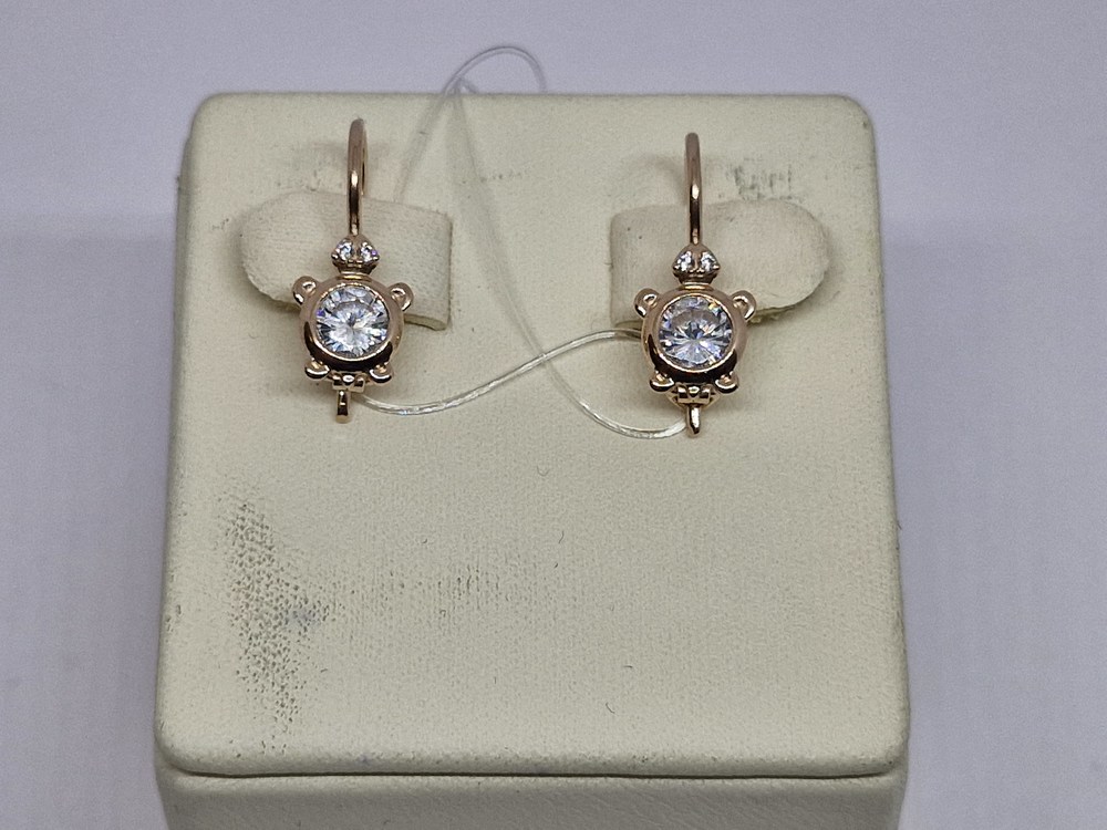 СЕРЬГИ ПЕТЕЛЬКА с камнями (Au 585)