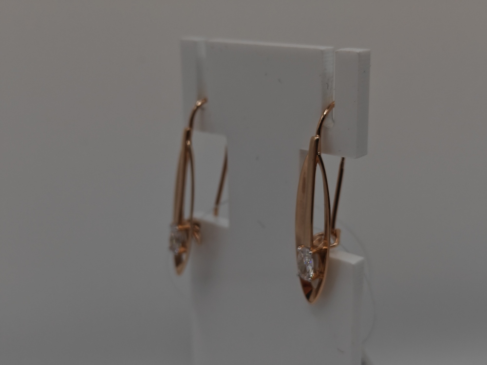 СЕРЬГИ ПЕТЕЛЬКА с камнем (Au 585)