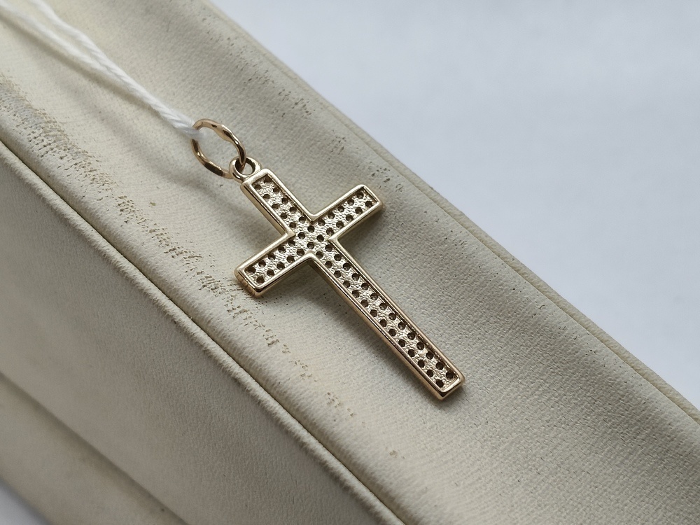 ПОДККИ585 ПОДВЕСКА КРЕСТ С КАМНЯМИ (Au 585)