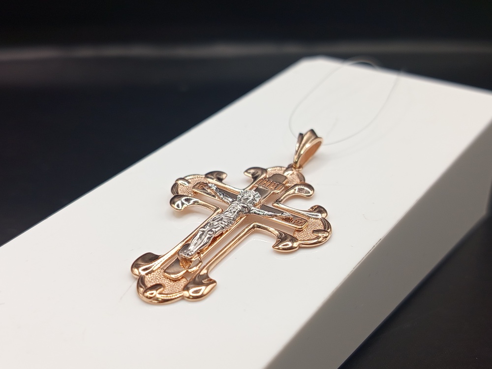 08-407838 ПОДВЕСКА КРЕСТ без камня (Au 585)