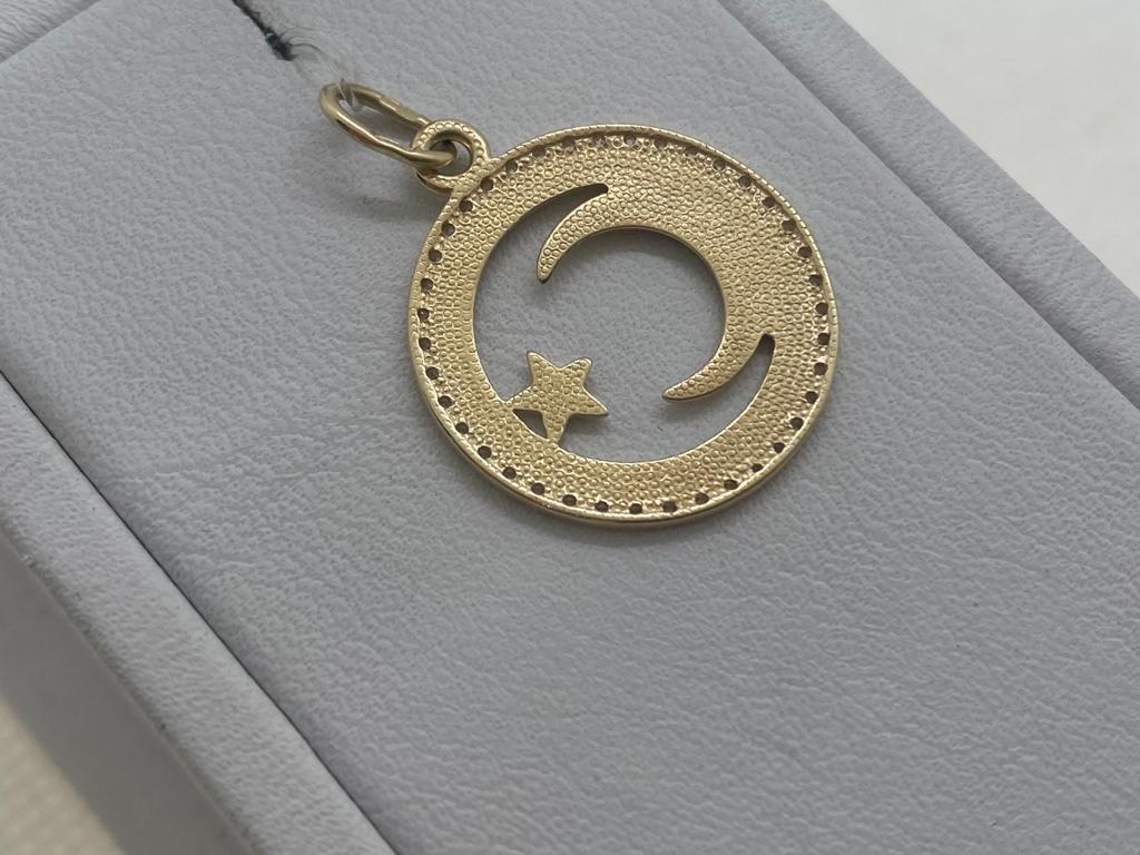 л3358 ПОДВЕСКА ПОЛУМЕСЯЦ с камнями (Au 585)